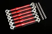 GTBRacing CNC Aluminum Metal Front +Rear Adjustable Suspension Steering Turnbuckle Pull Tie Rod for 1/5 RC Car LOSI MTXL Upgrade Part (Red)
