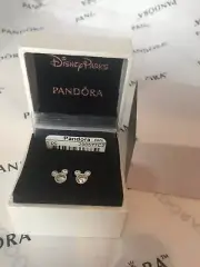 AUTHENTIC PANDORA 290577CZ Disney Mickey silver stud earrings cubic zirconia