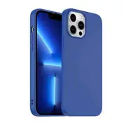 For Apple iPhone 13 Pro Max Silicone Silky Soft Case with Microfiber TPU Ultra Slim Anti Scratch Shockproof Cover (Blue)