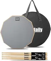 Drum Practice Pad for drumming drum pad and sticks 12 In,Sided With 2 Pairs/4 Maple 5A Drum Sticks & Storage Bag(Gray)