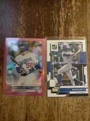 2022 Topps Mookie Betts #100 Pink Refractor. 2 Card Lot