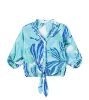 [Poupette St Barth Kids] Poupette St Barth Kids Azia printed blouse Y 2 blue