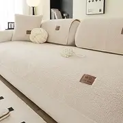 [MDSASFD] Sherpa Fleece Sofa Cover, Super Soft Funny Fuzzy Sofa Couch Covers, Warm Plush, Non-Slip Sectional Sofa Slipcover Furniture Protector for Kids, Pets(Beige White, 28"x 28")