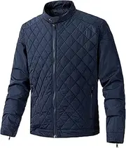 [PHJTOMK] Mens Bomber Jackets Winter Warm Padded Coats Outwear Lightweight Diamond Quilted Stand Collar Jackets