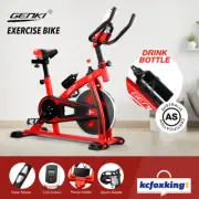 GENKI Spin Bike Exercise Bike Gym Home Fitness Flywheel Cycling LCD Monitor Red