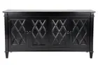 Black Satin Modern 4 Door Diamond Pattern Sideboard Buffet Cabinet Display Table