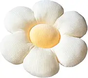 ELONEL Flower Pillow, Flower Shaped Throw Pillow Butt Cushion Flower Floor Pillow, Office seat Cushion, Tatami car Cushion Cute Room Decoration and Living Room Sofa Cushion (14.9inch, Cream)