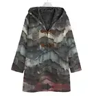 Patchwork Denim Cotton Canvas Hooded Jacket Coat Unisex Black Cloak Lagenlook