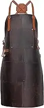 Theodore Leather Apron - 32.5” H x 24.5” W with Crossback Adjustable Leather Straps.