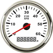 PCECKMZTFZ Car Boat Tachometer Gauge LCD Hour Meter 3000~6000 RPM Tacho Sensor Marine Tacho Meters 12V/24V Red Backlight Speedometer(WS6000RPM)