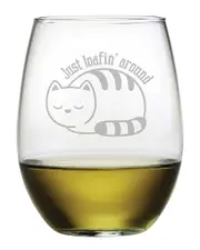 Susquehanna Glass Set of 4 Just Loafin' Around Stemless Wine Tumblers