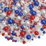 50g Mix Flatback Resin Rhinestones Half Round Pearls Mixed Size 3mm-10mm AB C