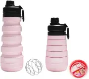 Collapsible Water Bottle w/Shaker Ball Foldable Silicone Food Grade - 26oz