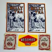 Vegemite Billy Tea Junk Journals Australiana Labels Fabric Mixed Lot x 5