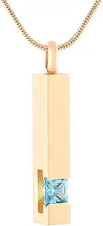 DOTUIARG Cubic Zircon Bar Keepsake Cremation Jewelry- Engravable Stainless Steel Memorial Urn Pendant Necklace