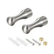 Wall Hook Robe Towel Hook Coat Hooks 14x45mm(DxL) Brushed Silver Tone 2Pcs