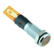 5 x Yellow LED 8mm Flat Metal Panel Indicator 12V