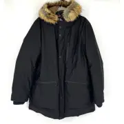 Ted Baker Gouda Hooded Parka Black Size 2XL Faux Fur NEW