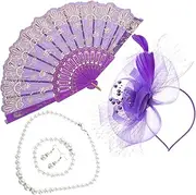 [COLLBATH] 1 Set Vintage Fascinator Headband with Earrings Necklace Elegant Tea Party Banquet Jewelry for Women for Weddings Birthdays Special Occasions