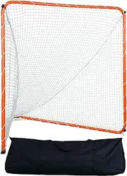 VEVOR Lacrosse Goal, 6' x 6' Lacrosse Net, Steel Frame Backyard Lacrosse Training Equipment, Portable Lacrosse Goal with Carry Bag, Quick & Easy Setup, Perfect for Youth Adult Training, Orange