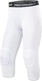 [SS COLOR FISH] Men’s Basketball Leggings with Knee Pads 3/4 Compression Tights Pants Sports Athletic Baselayer