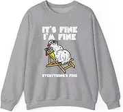 [Generic] Christmas in July Snowman Melting Fine Funny Sweatshirt for Adults Crew Neck Long Sleeve Pullover