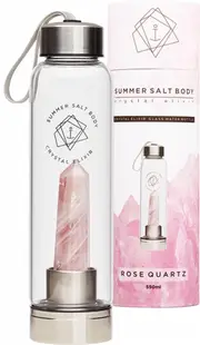 Crystal Elixir Glass Water Bottle (Rose Quartz) - 550mL