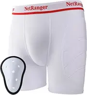 [Suavezilla] NetRanger Youth Boys Padded Sliding Shorts Compression Underwear Sports with Protective Cup for Baseball Football Softball
