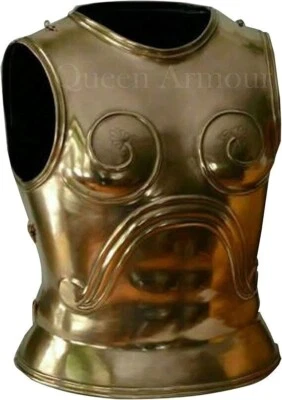 Medieval chest plate Steel Body Armor Greek Knight Warrior gold chest armour