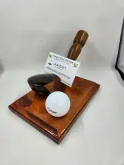 Gene Sarazen Wilson Signature Wood Golf CLUB business Card & Pen Holder Office