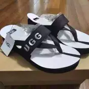 NIB women's UGG wedge LUNA LOGO CHARM platform SANDALS original box BLACK size 8
