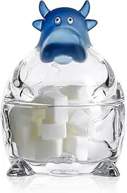 [Diamond Star] Decorative Jar Candy Dish Small Glass Jar with Lid Candy Buffet Storage Jar (Blue Hippo)
