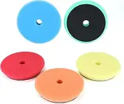 QWORK 5 Pack 5" Buffing Polishing Pads Kit, 5 Grits from Coarse to Fine, Hook & Loop Foam Polish Pads, for DA, Rotary, and Air Polishers - for Compounding, Polishing, and Waxing