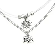 [Generic] Fashion Sun Elephant Pendant Layered Rope Chain Ankle Bracelet Anklet Silver Anklets Boho Beach Foot Jewelry for Women and Girls