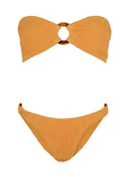 Hunza G Gloria Seersucker Bandeau Bikini - Orange - One Size ONE SIZE