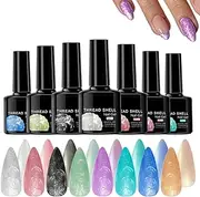 Pearl Gel Nail Polish - 7.5ml Pearlized Nail Polish Gel Set of 8 - Manicure Supplies for Beginners Enthusiasts Professionals