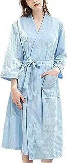 [Generic] Kimono Robe Men Women Bathrobe Spa Hotel Lightweight Weave Robe Wrap Unisex Kimono Style Cloth Bathrobe
