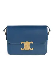 Celine Teen Triomphe Bag in Petrol Shiny Calfskin