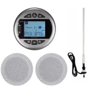Boat Marine Boat Stereo Bluetooth Receiver W/4" Speakers+AM FMAntenna Waterproof