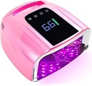 Bouzaak 96W Rechargeable Cordless UV LED Nail Lamp, Portable Nail Polish Curing Lamp with LCD Display Auto Sensor, 4 Timer Setting and Smart Sensor Nail Dryer (Pink)