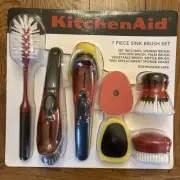 New KitchenAid 7-Piece Sink Brush Set Soap Dispensing RARE KC818FPASS