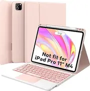 GreenLaw Keyboard Case for iPad Air 11-inch (M3/M2) 2025/2024 & Air 4th/5th Gen & iPad Pro 11 inch (1st/2nd/3rd/4th Gen), Smart Touchpad, 7-Color Backlit, Stain Resistant Cover, Blush Pink