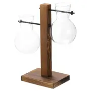 2 Love Propagation Vases for Plants with Wooden Stand Wood Color