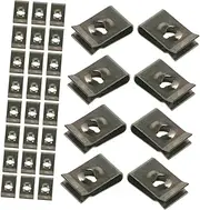 Mikinona 100pcs Car Modification U-shaped Metal Screw Clips Easy Install Bumper Retainer Clips for Automotive