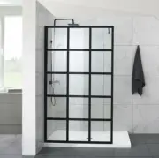 1200mm Black Framed Shower Screen Single Entry Fixed Panel
