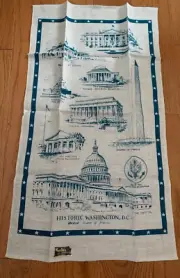Vintage Washington D.C. Monuments Souvenir Kay Dee Linen Tea Hand Dish Towel