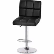 2x Grid PU Leather Gas Lift Bar Stool in Black