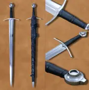 38-Inch Hand-Forged Medieval Knight Sword with Leather Scabbard