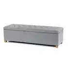 Blanket Box Storage Ottoman Dressing Bench Linen Fabric Ashlee Wolf Grey