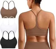 [MIRITY] Padded Y-Back Sports Bra for Women - Racerback Low Impact Spaghetti Strap for Yoga Workout Top, Color 1, Medium